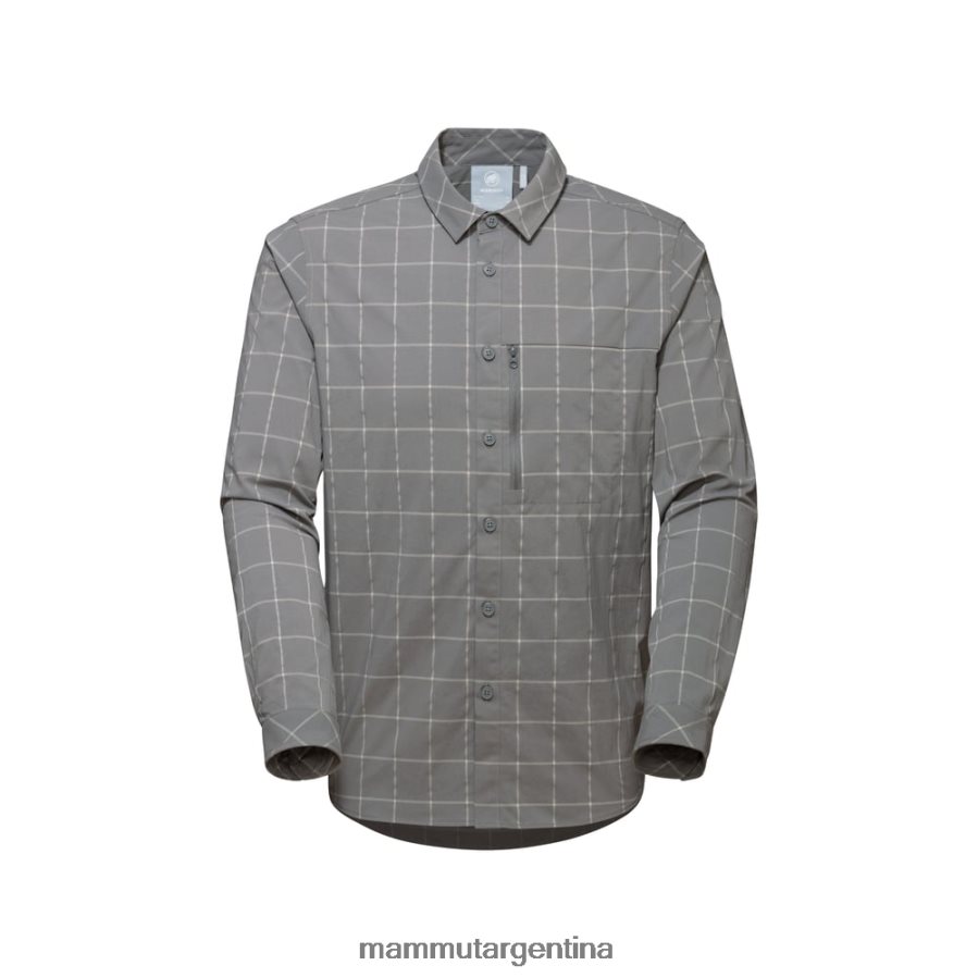 camisa de montaña de manga larga hombres 2B8PD2211 Mammut titanio-granito ropa