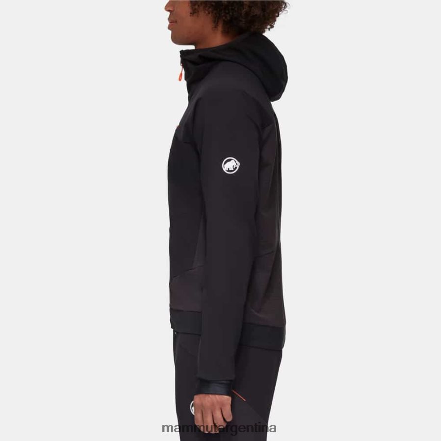 chaqueta con capucha aenergy so hybrid hombres 2B8PD214 Mammut negro-naranja vibrante ropa
