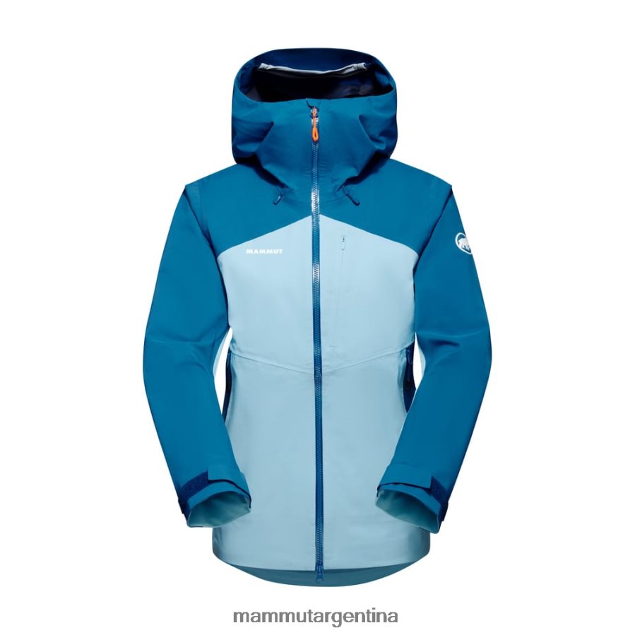 chaqueta con capucha alto guide hs mujer 2B8PD2658 Mammut frío hielo azul profundo ropa