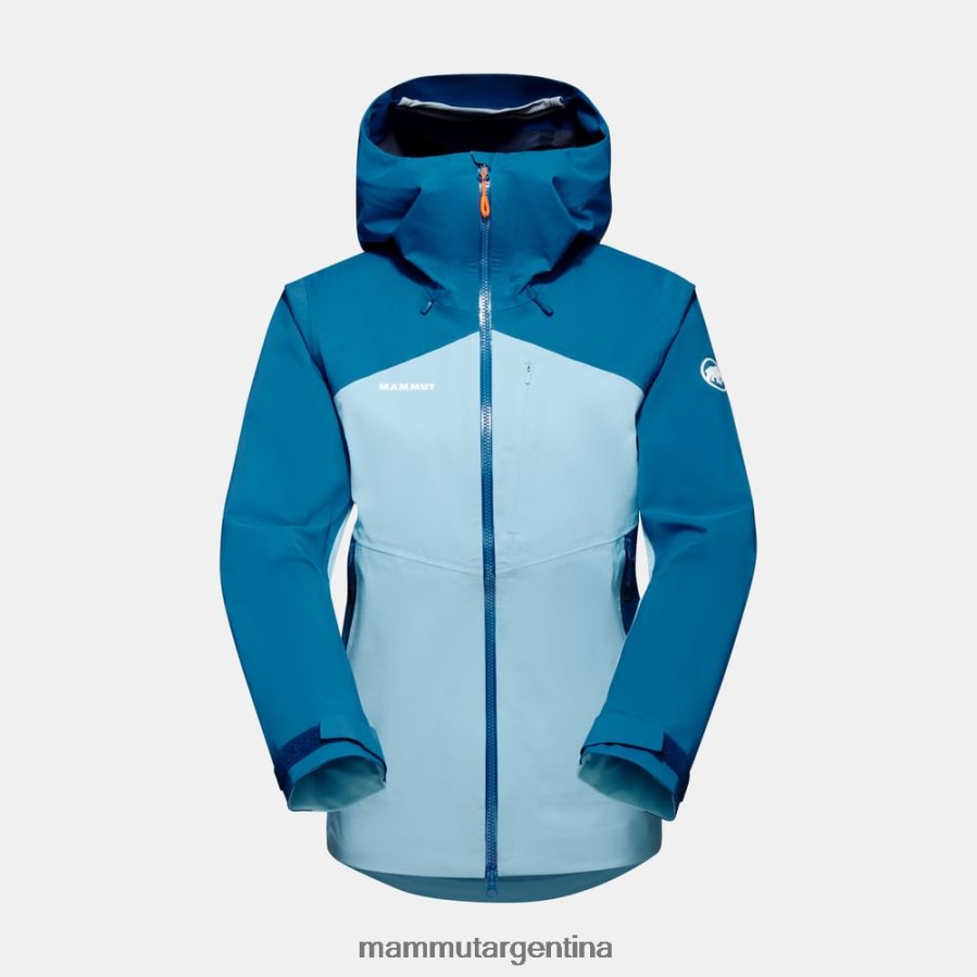 chaqueta con capucha alto guide hs mujer 2B8PD2658 Mammut frío hielo azul profundo ropa