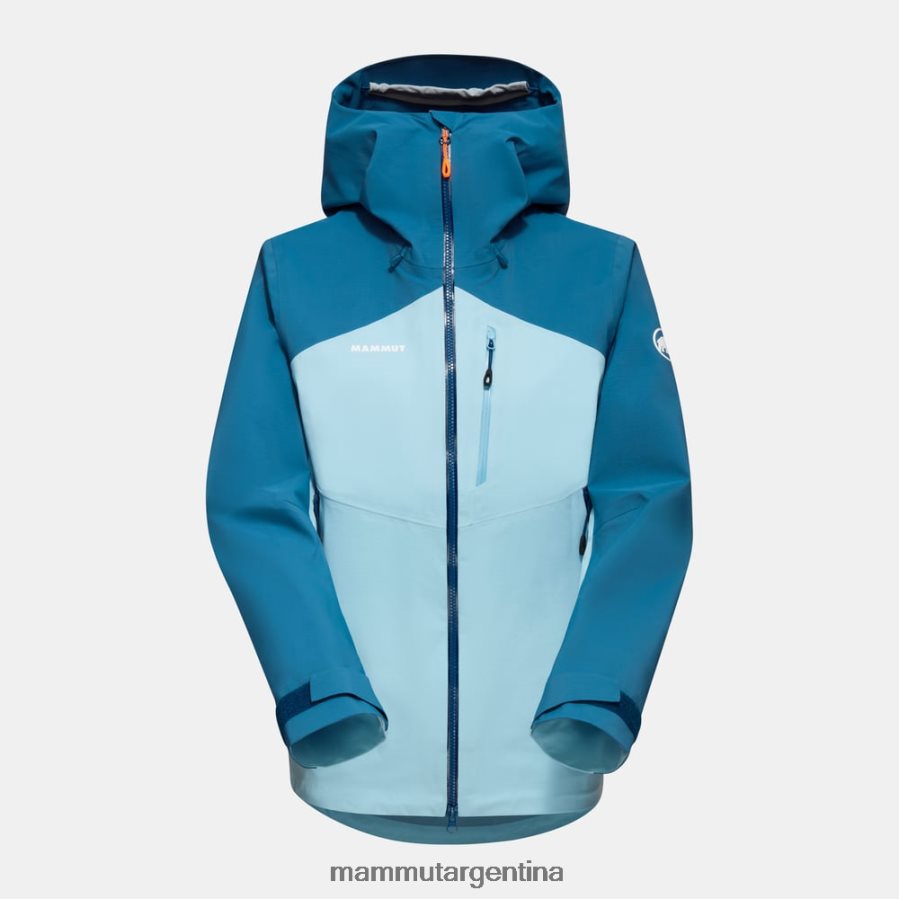 chaqueta con capucha alto guide hs mujer 2B8PD2658 Mammut frío hielo azul profundo ropa