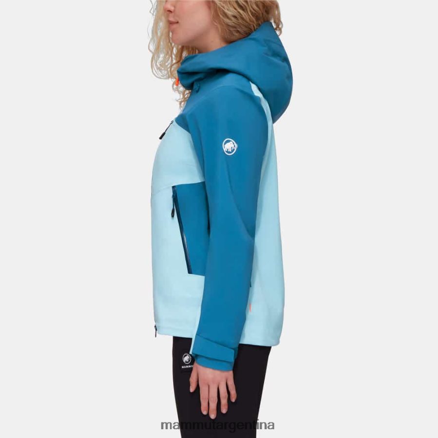 chaqueta con capucha alto guide hs mujer 2B8PD2658 Mammut frío hielo azul profundo ropa