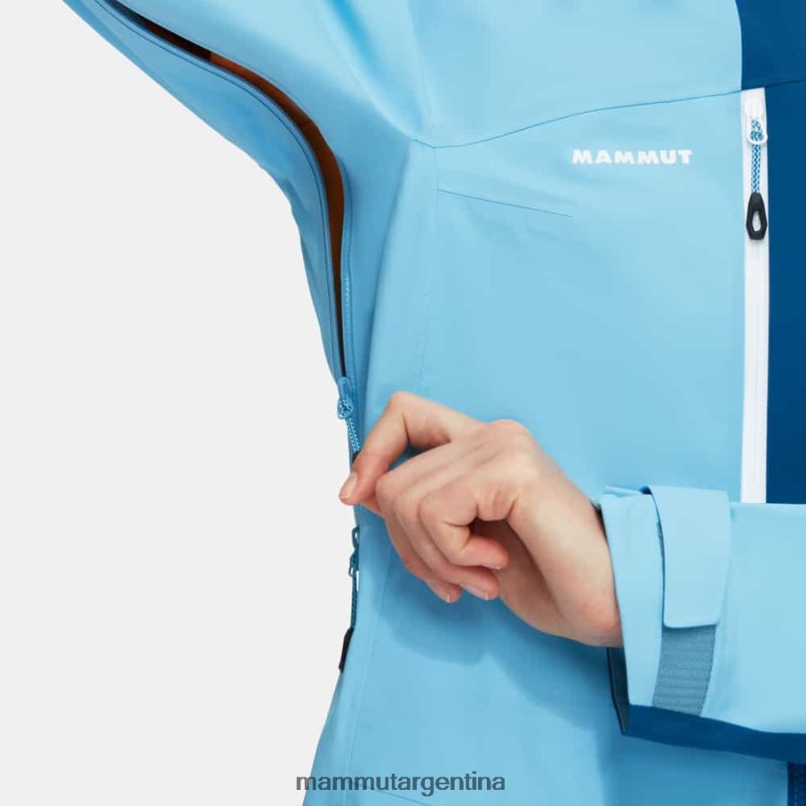 chaqueta con capucha taiss hs mujer 2B8PD2725 Mammut frío hielo azul profundo ropa