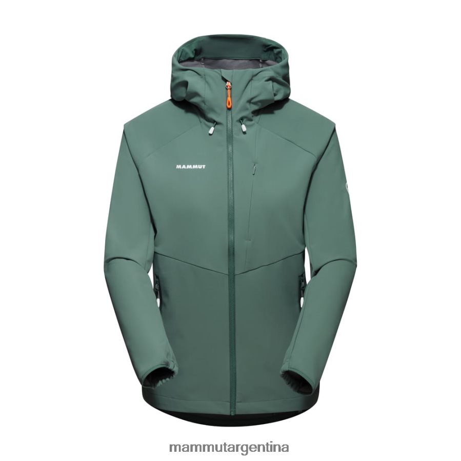 máxima comodidad chaqueta con capucha mujer 2B8PD215 Mammut jade oscuro ropa