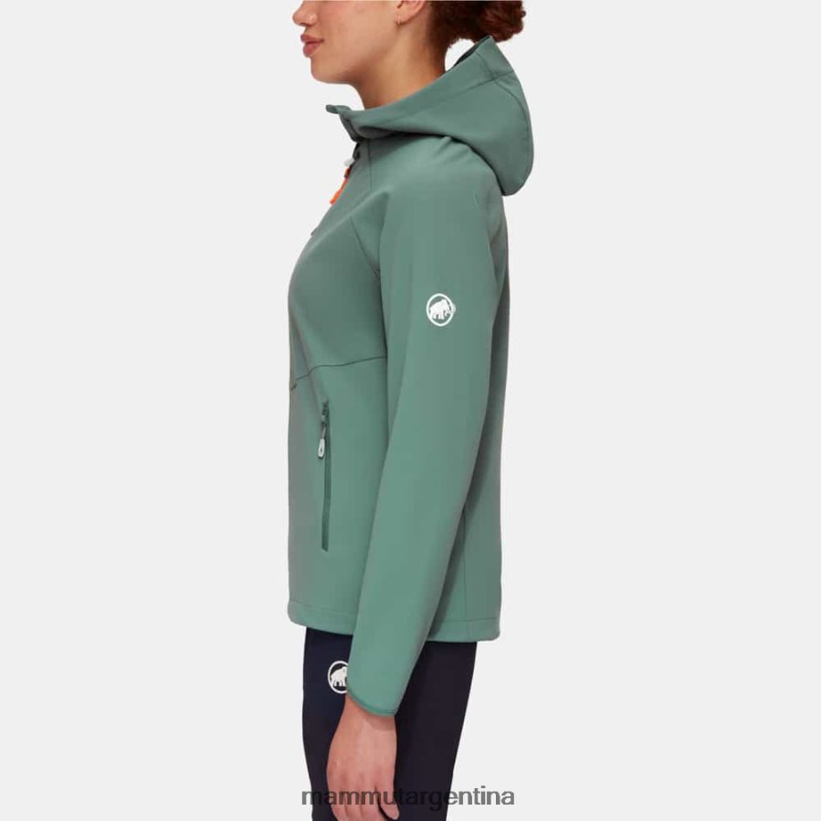 máxima comodidad chaqueta con capucha mujer 2B8PD215 Mammut jade oscuro ropa