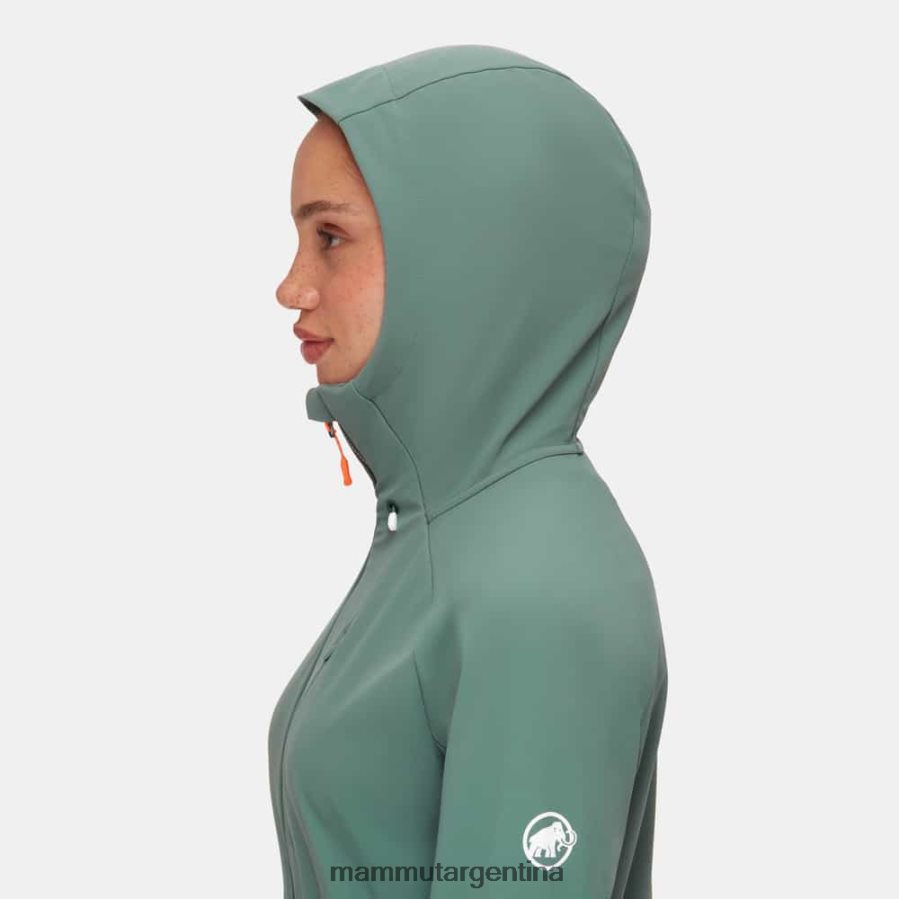 máxima comodidad chaqueta con capucha mujer 2B8PD215 Mammut jade oscuro ropa